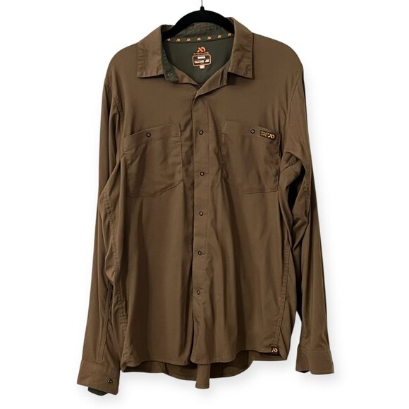First Lite Ranger Shirt Men's Medium Brown Snap Button Long Sleeve Nylon Outdoor - Picture 1 of 8